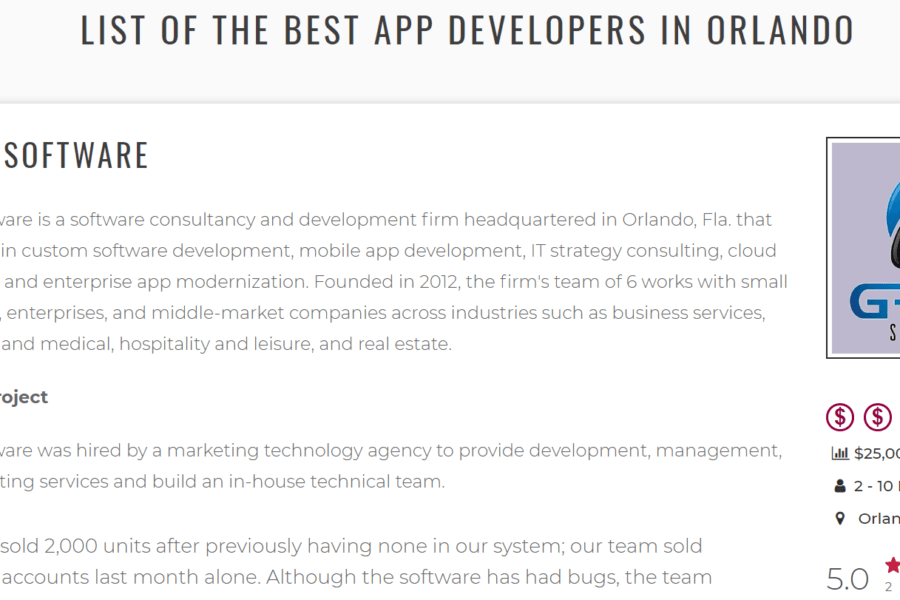 In the News: Grata Software is Named the Top App Development Firm in Orlando Florida!